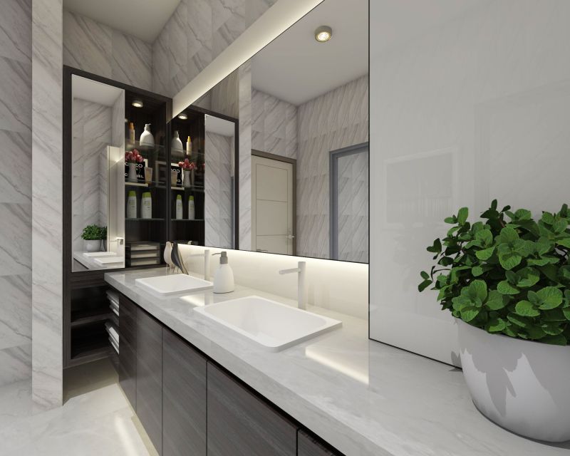 Contemporary Bathroom with Large Mirror
